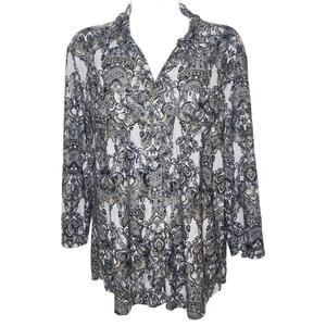 Emily Daniels Women's Sz L Metallic Baroque Paisley Patterned Blouse (1863)